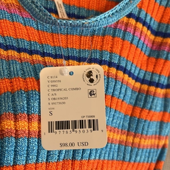 NWT Free People San Lucas Fine Knit Sweater Multi Color Stripe Size Medium - Picture 5 of 8